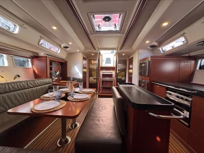 Salon of Team B, a Hanse Yachts Hanse 505 sailboat at Grimaud, France