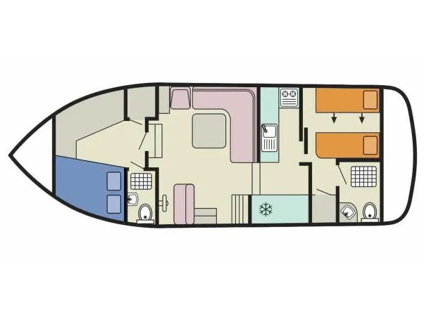 Floor plan of Corvette A, a Cygnet Corvette A motorboat at Portiragnes, France