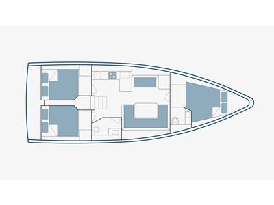 Floor plan of Bluestone, a Bavaria C42 sailboat at Pylaros Municipal Unit, Greece