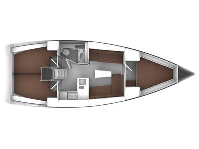 Floor plan of Whiff, a Bavaria Cruiser 37 sailboat at Općina Sukošan, Croatia