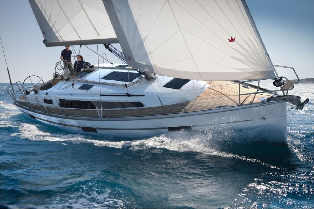 Exterior view of Whiff, a Bavaria Cruiser 37 sailboat at Općina Sukošan, Croatia