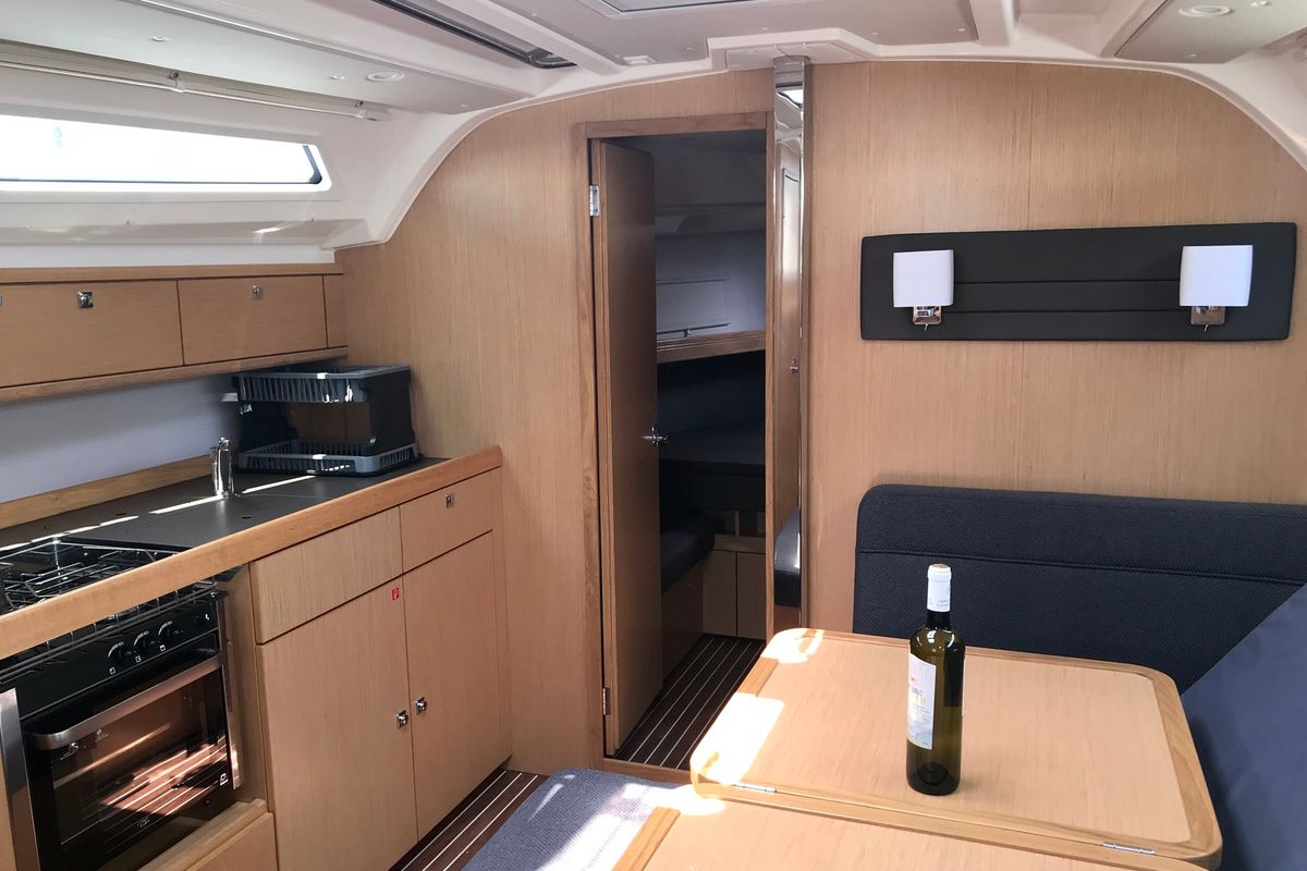 Galley of Leonidas, a Bavaria Cruiser 41 sailboat at Lavreotiki Municipal Unit, Greece