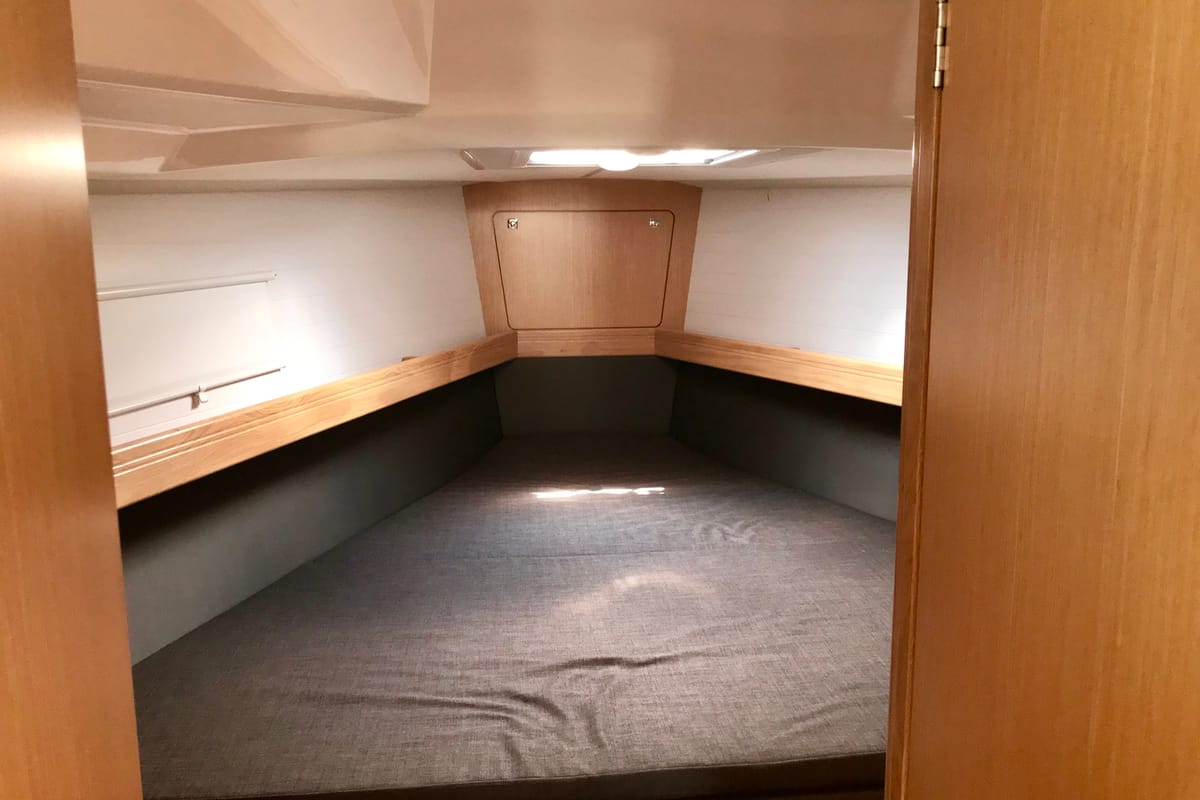 Cabin on Leonidas, a Bavaria Cruiser 41 sailboat at Lavreotiki Municipal Unit, Greece