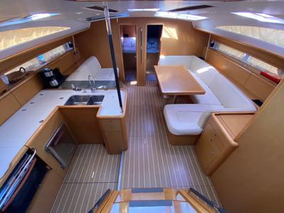 Salon of Christianna 12, a Jeanneau 53 sailboat at Athens, Greece