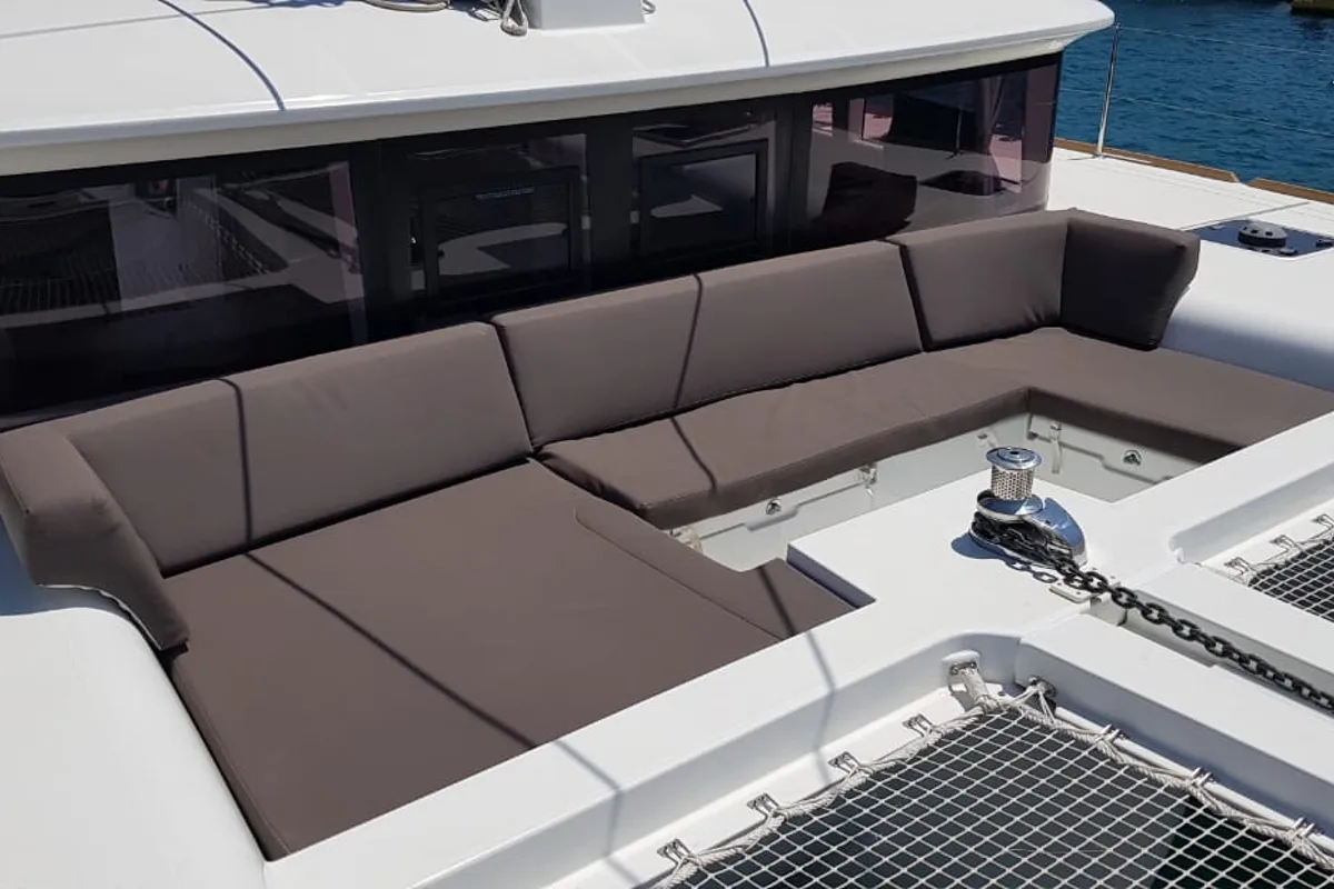 Deck of ISMA, a Lagoon 450 Fly catamaran at Sami Municipal Unit, Greece