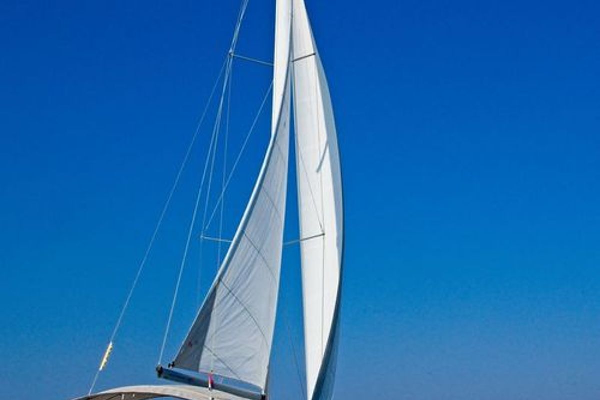 Exterior view of Mh 72, a Bavaria Cruiser 41 sailboat at Murter, Croatia