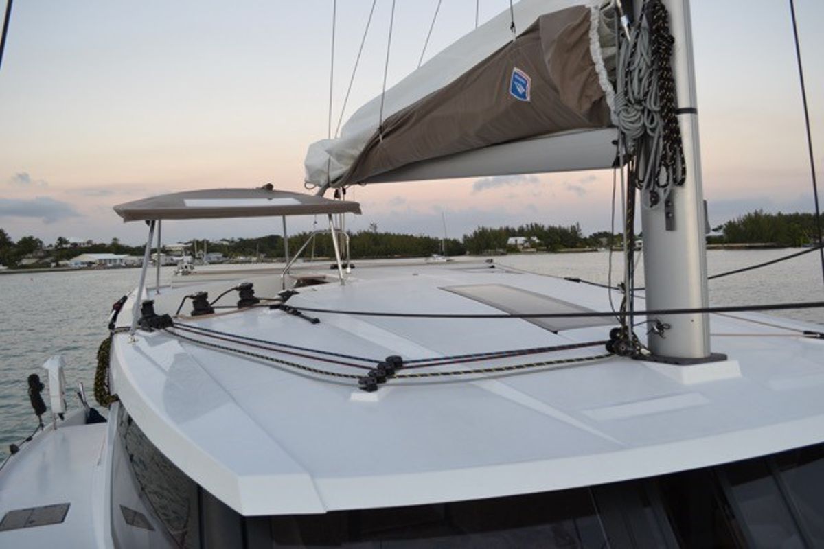 Deck of Island Life, a Fountaine Pajot Lucia 40 catamaran at Road Town, British Virgin Islands