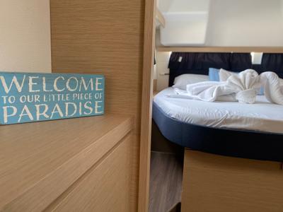 Cabin on Island Life, a Fountaine Pajot Lucia 40 catamaran at Road Town, British Virgin Islands