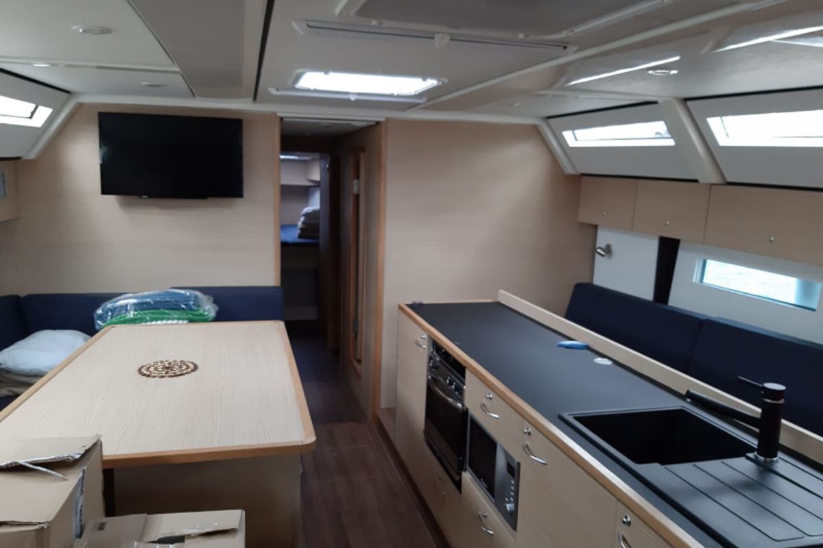 Salon of STYRIA, a D&D Kufner 50 sailboat at Grad Biograd na Moru, Croatia
