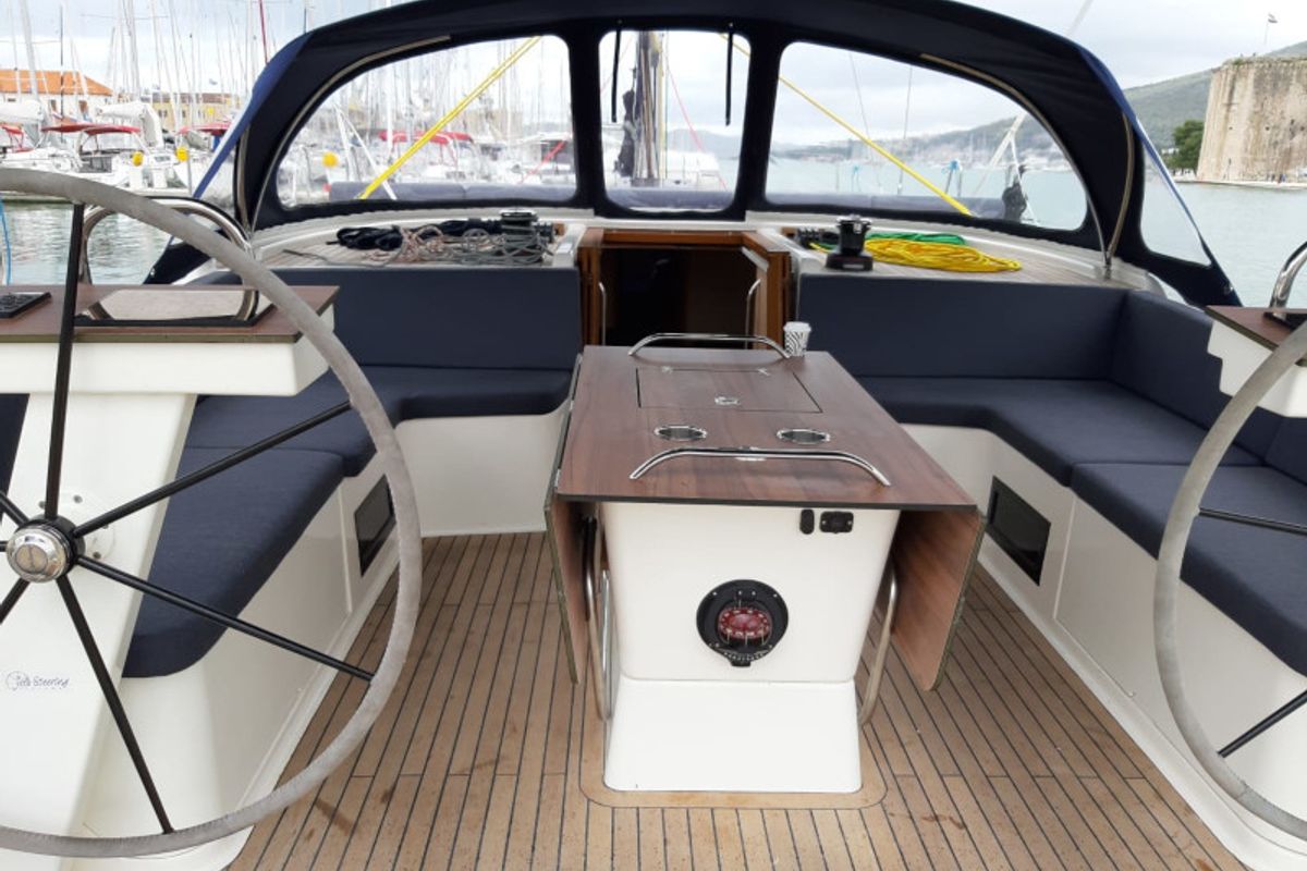 Cockpit of STYRIA, a D&D Kufner 50 sailboat at Grad Biograd na Moru, Croatia