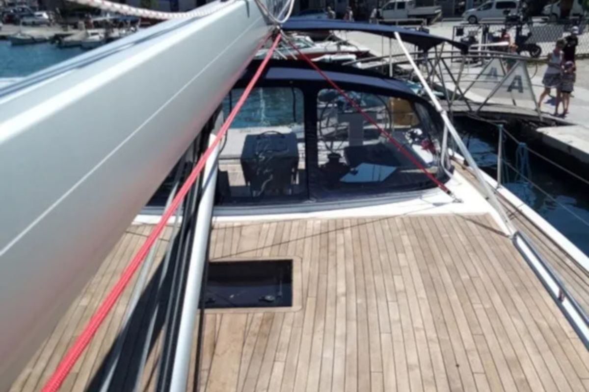 Deck of STYRIA, a D&D Kufner 50 sailboat at Grad Biograd na Moru, Croatia