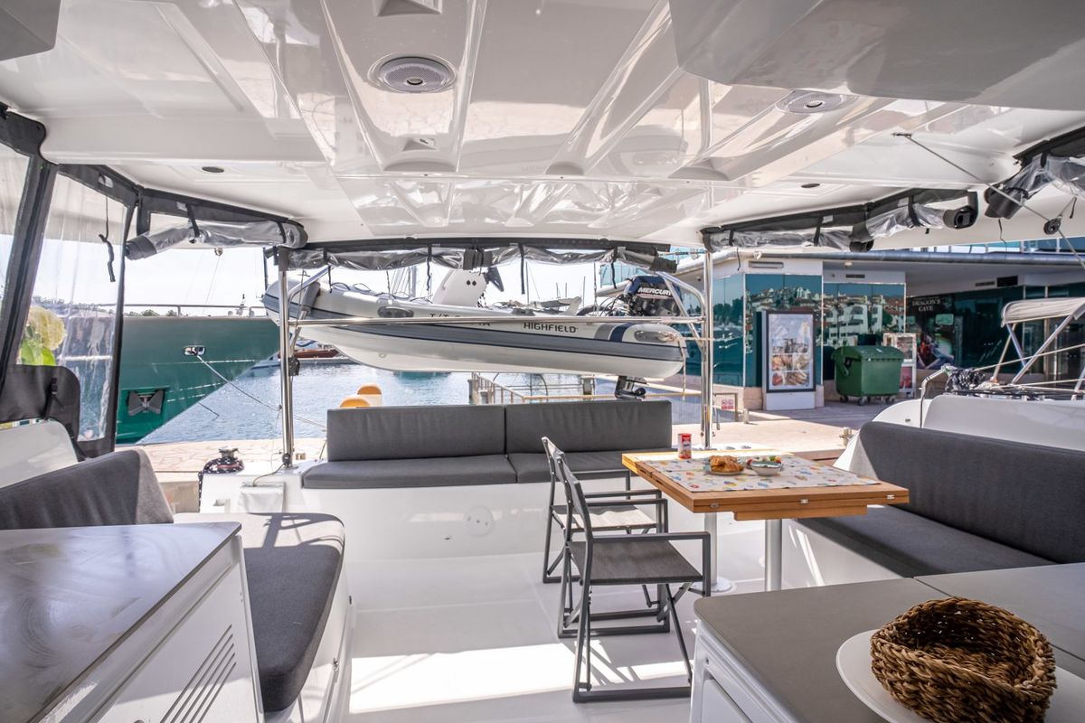 Deck of Sofia, a Lagoon 46 catamaran at Općina Rogoznica, Croatia