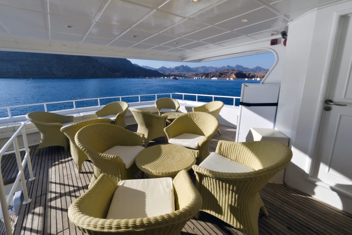 Deck of Snefro Pearl, a Gulet Luxury Motor Yacht yacht at Sharm El Sheikh, Egypt