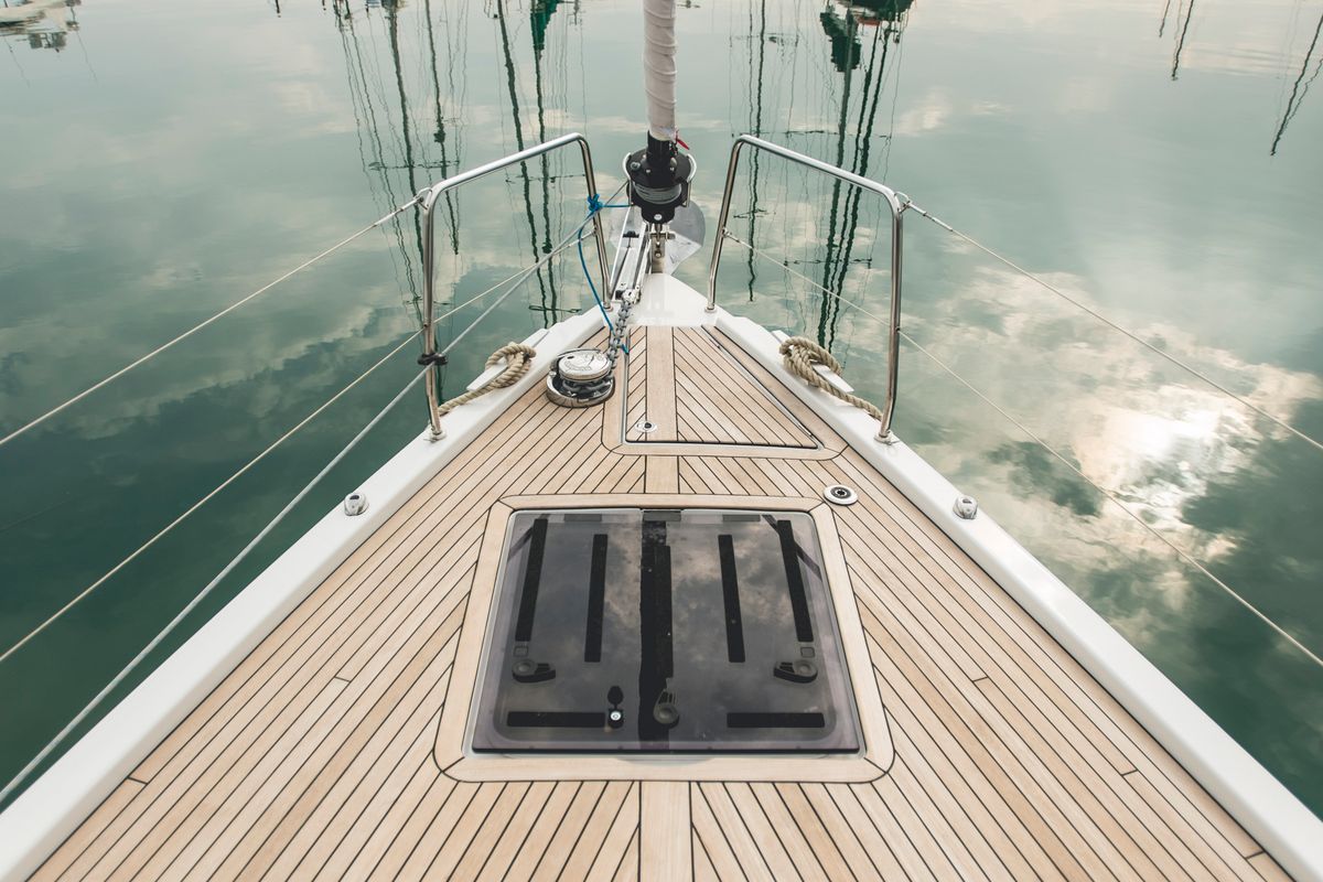 Deck of Aphros, a Beneteau Oceanis 51.1 sailboat at Salerno, Italy