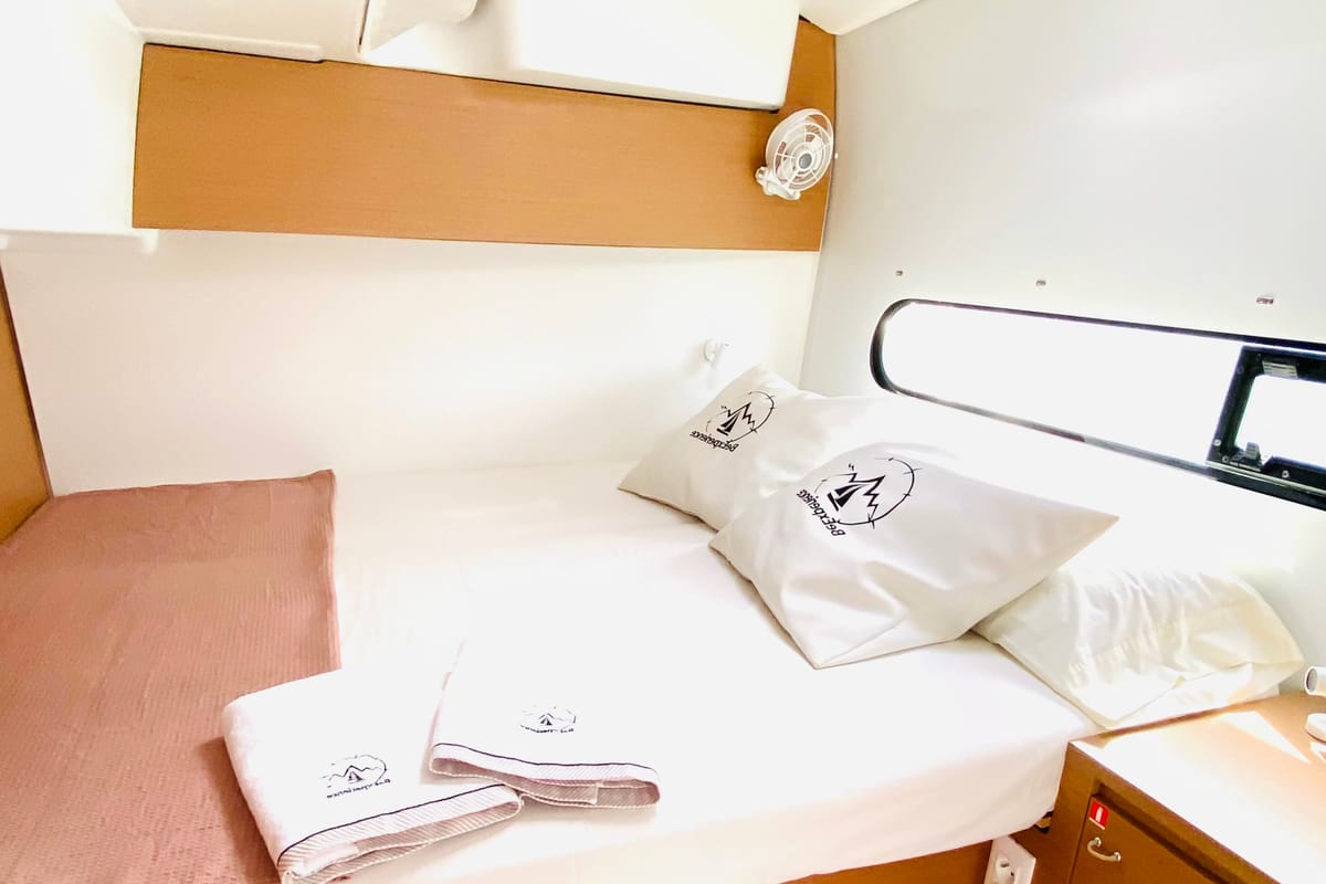Cabin on OLOKUM IBIZA BAREBOAT, a Excess 11 catamaran at Ibiza, Spain