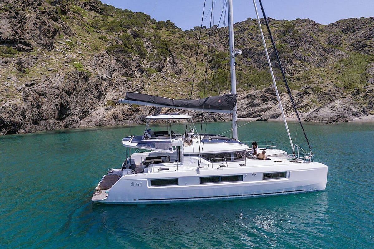 Exterior view of Euphoria IV, a Lagoon 51 catamaran at Grad Kaštela, Croatia