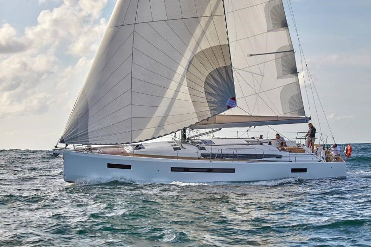 Exterior view of Sun Odyssey 490 Classic, a Jeanneau Sun Odyssey 490 sailboat at Cannigione, Italy