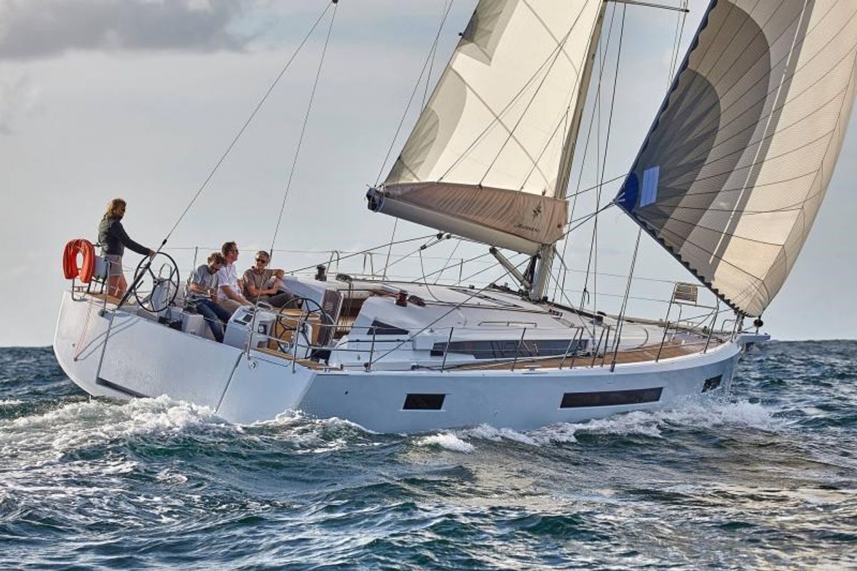 Salon of Sun Odyssey 490 Classic, a Jeanneau Sun Odyssey 490 sailboat at Cannigione, Italy