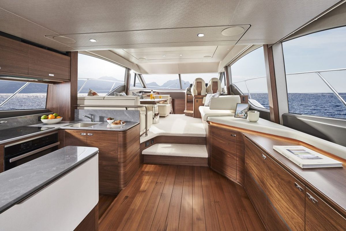 Salon of Mayfly, a Princess Yachts Princess 55 F yacht at Podstrana - Miljevac, Croatia