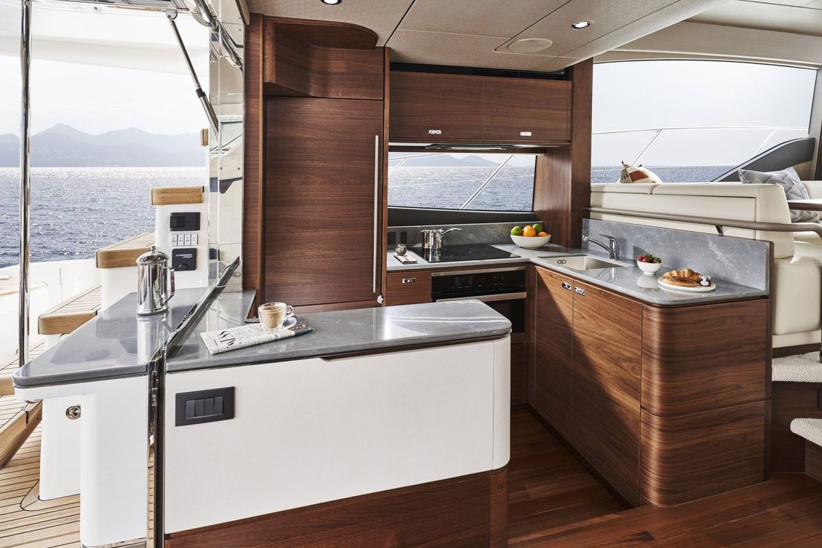 Galley of Mayfly, a Princess Yachts Princess 55 F yacht at Podstrana - Miljevac, Croatia