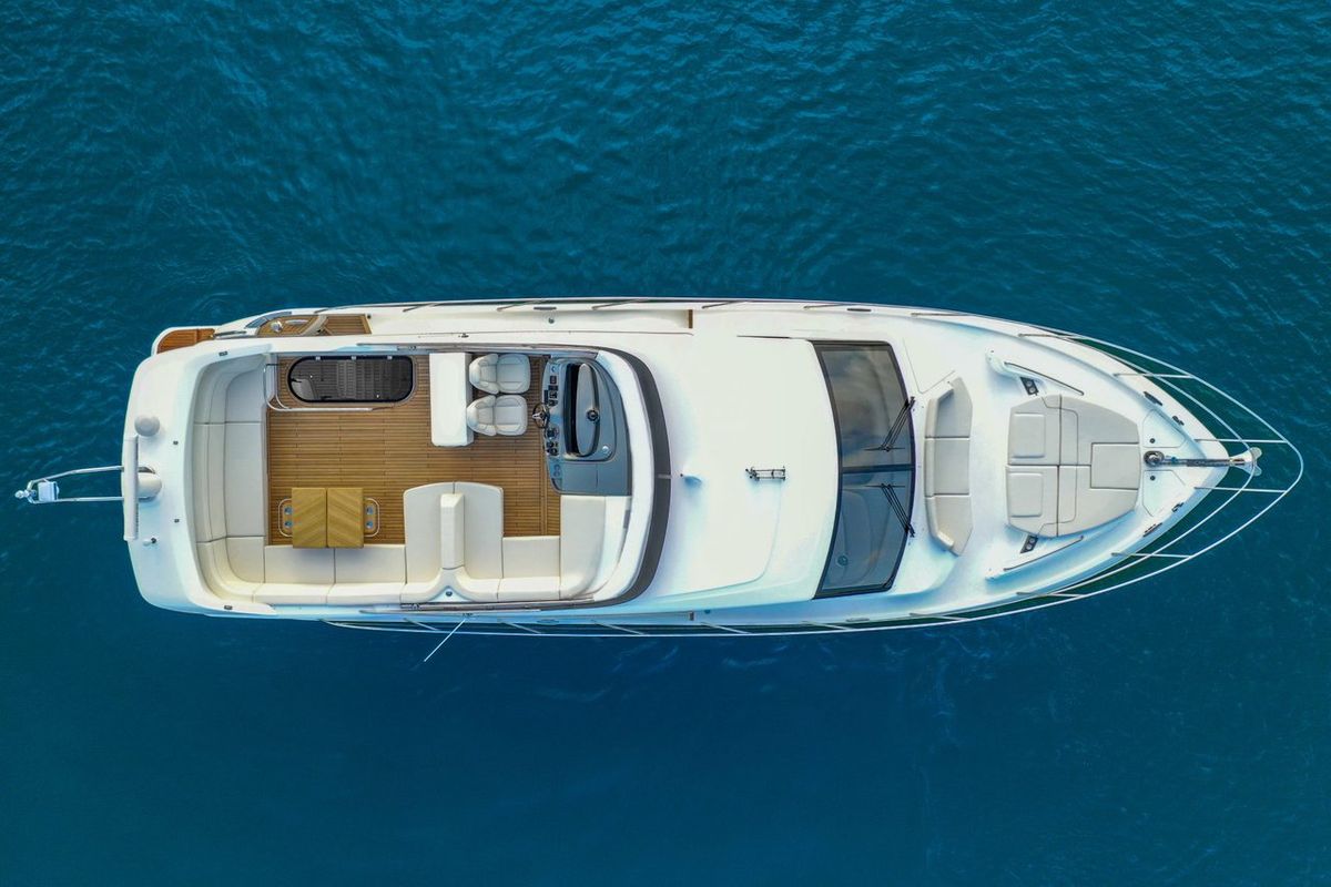 Exterior view of Mayfly, a Princess Yachts Princess 55 F yacht at Podstrana - Miljevac, Croatia