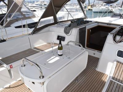 Deck of Purple Rain, a Jeanneau Sun Odyssey 519 sailboat at Grad Kaštela, Croatia