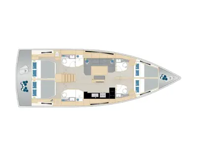 Floor plan of Captain K, a Hanse Yachts Hanse 460 sailboat at Athens, Greece