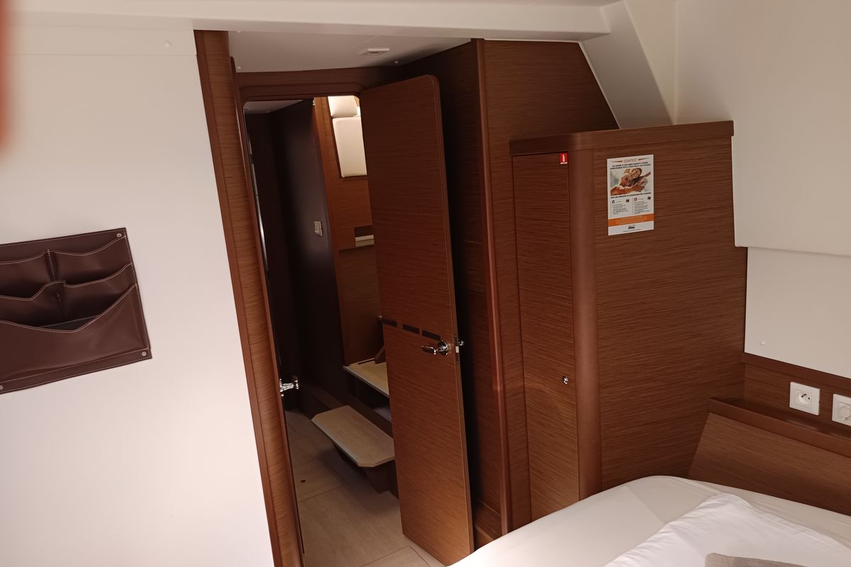 Cabin on Waterworld, a Lagoon 42 catamaran at Capo d'Orlando, Italy