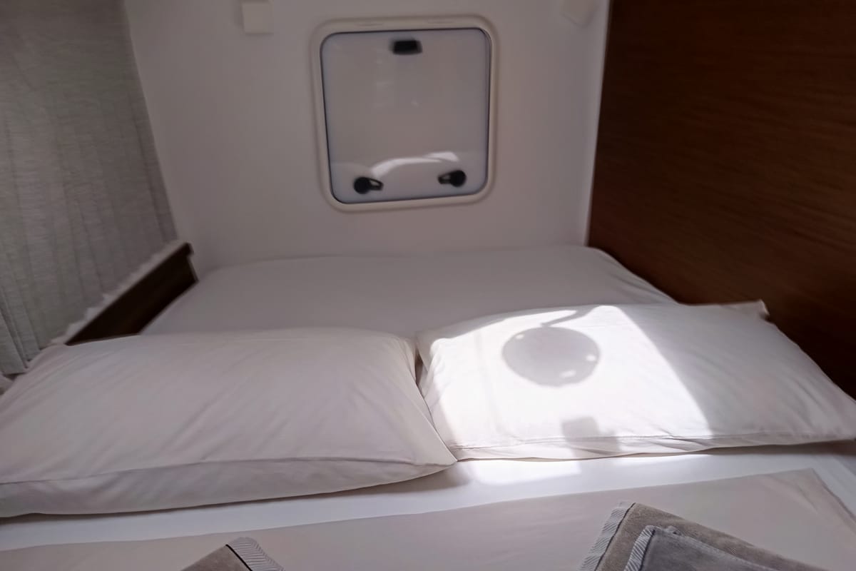 Cabin on Waterworld, a Lagoon 42 catamaran at Capo d'Orlando, Italy