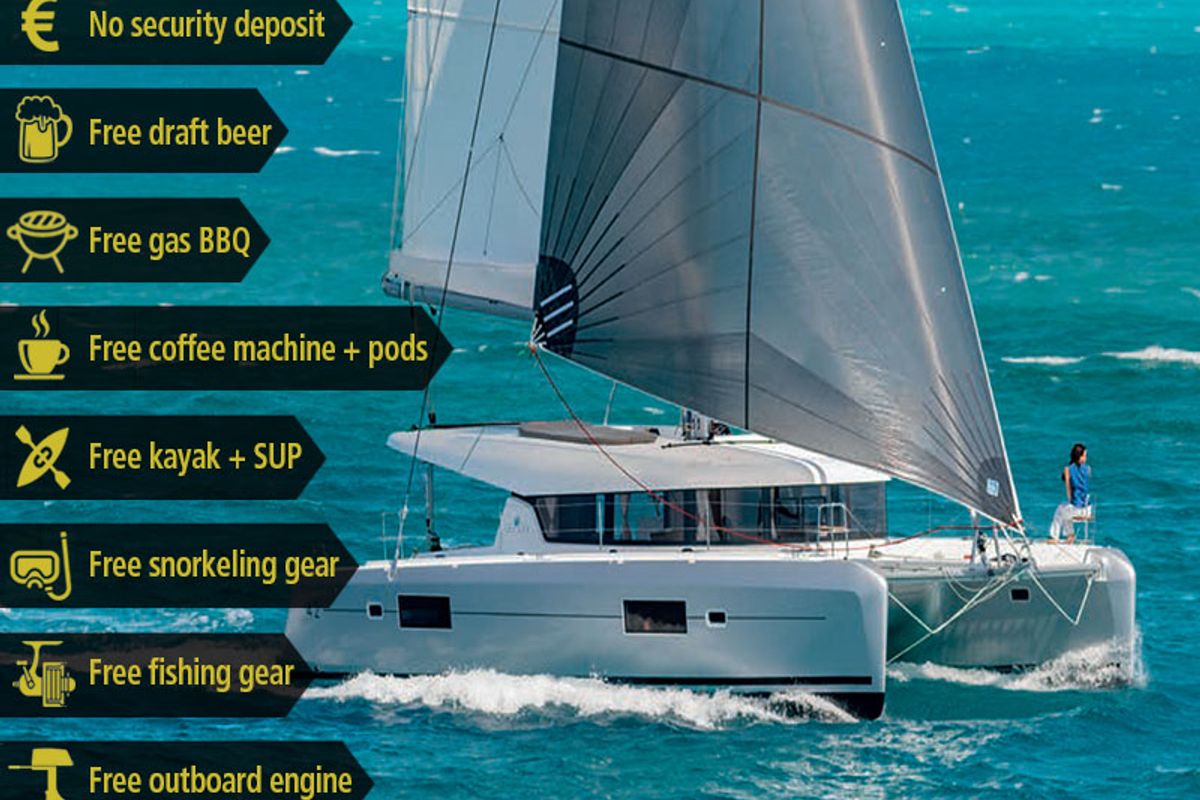 Waterworld, a Lagoon 42 catamaran at Capo d'Orlando, Italy