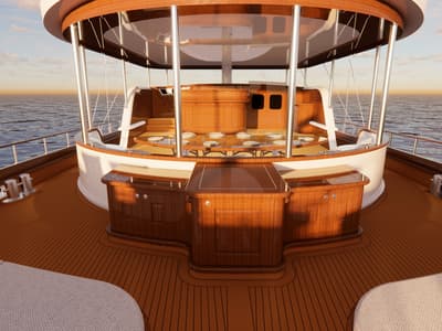 Deck of Tosca, a Gulet Motoryacht yacht at Marmaris, Turkey