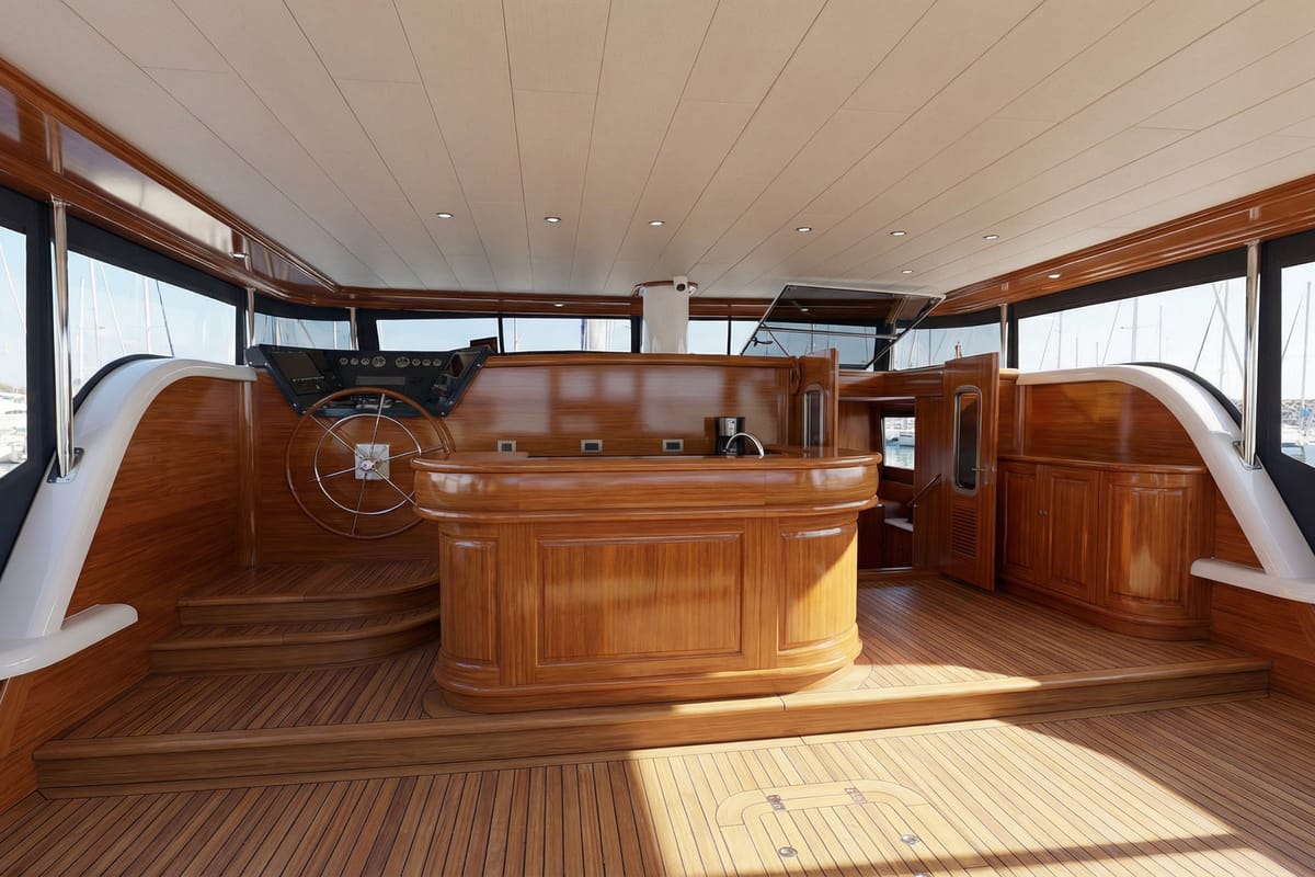 Cockpit of Tosca, a Gulet Motoryacht yacht at Marmaris, Turkey