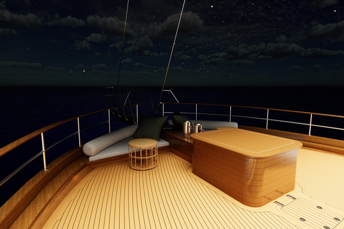 Deck of Tosca, a Gulet Motoryacht yacht at Marmaris, Turkey