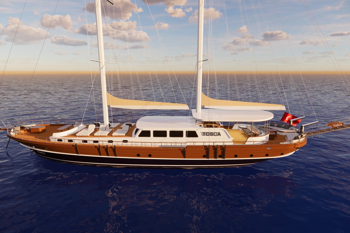 Exterior view of Tosca, a Gulet Motoryacht yacht at Marmaris, Turkey