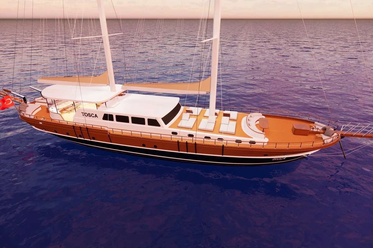 Exterior view of Tosca, a Gulet Motoryacht yacht at Marmaris, Turkey