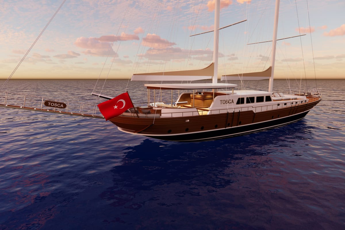 Exterior view of Tosca, a Gulet Motoryacht yacht at Marmaris, Turkey