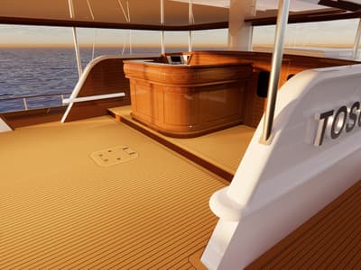 Cockpit of Tosca, a Gulet Motoryacht yacht at Marmaris, Turkey