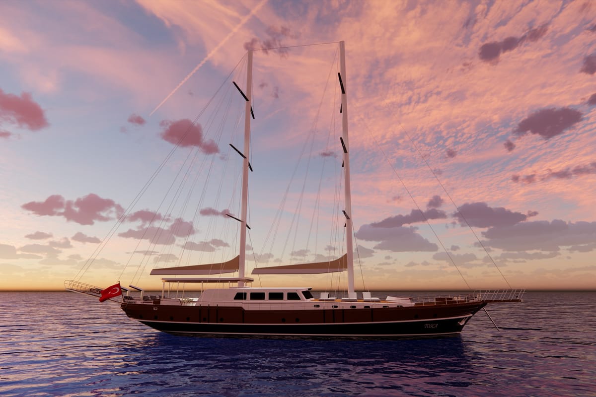 Exterior view of Tosca, a Gulet Motoryacht yacht at Marmaris, Turkey