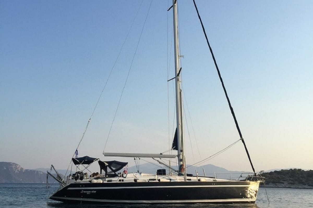 Cockpit of Delfios, a Ocean Star 56.1 sailboat at Preveza, Greece