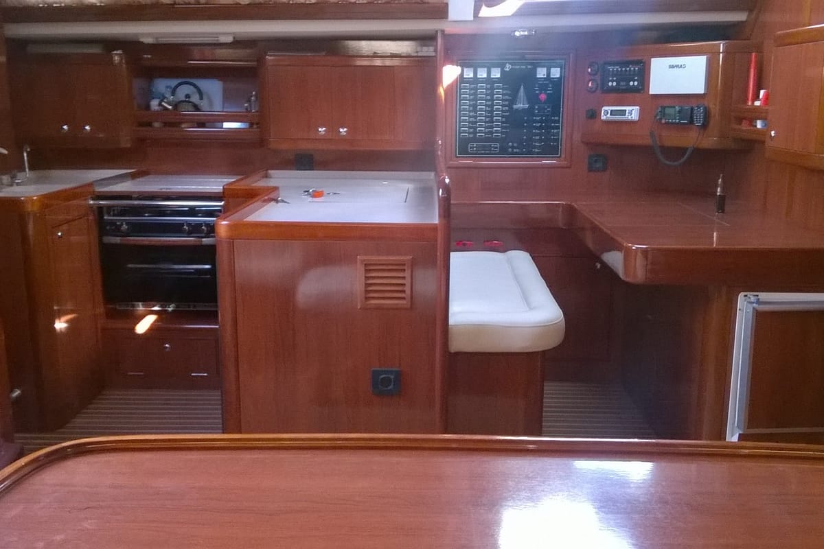 Cabin on Delfios, a Ocean Star 56.1 sailboat at Preveza, Greece
