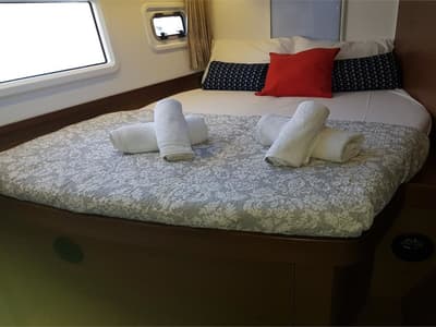 Cabin on Dream of Life, a Lagoon 42 catamaran at Kontokali, Greece