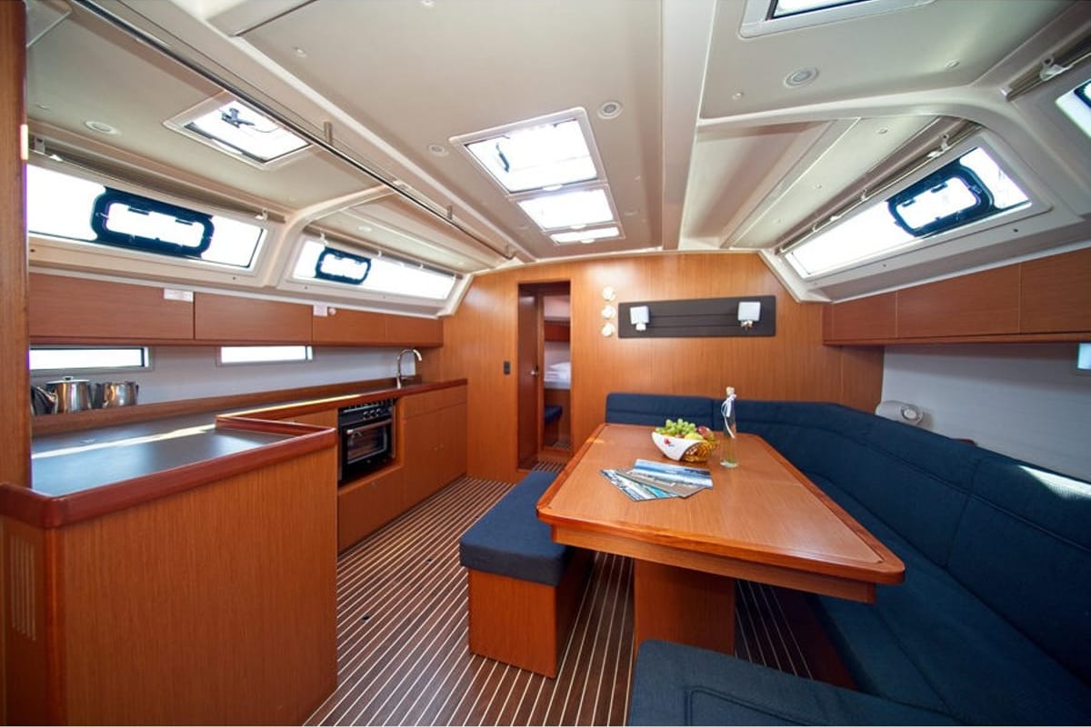 Salon of MH 79, a Bavaria Cruiser 46 sailboat at Murter, Croatia