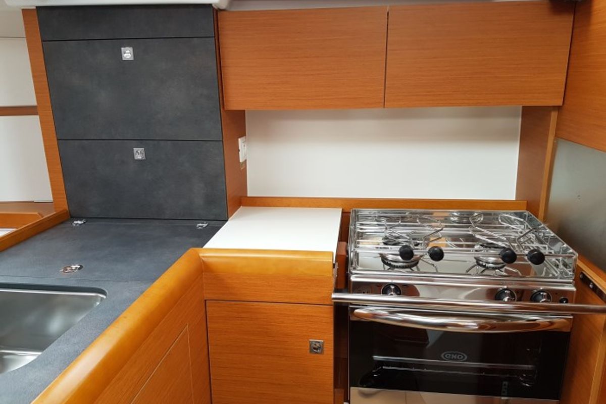 Galley of Romana, a Jeanneau Sun Odyssey 349 sailboat at Grad Pula, Croatia