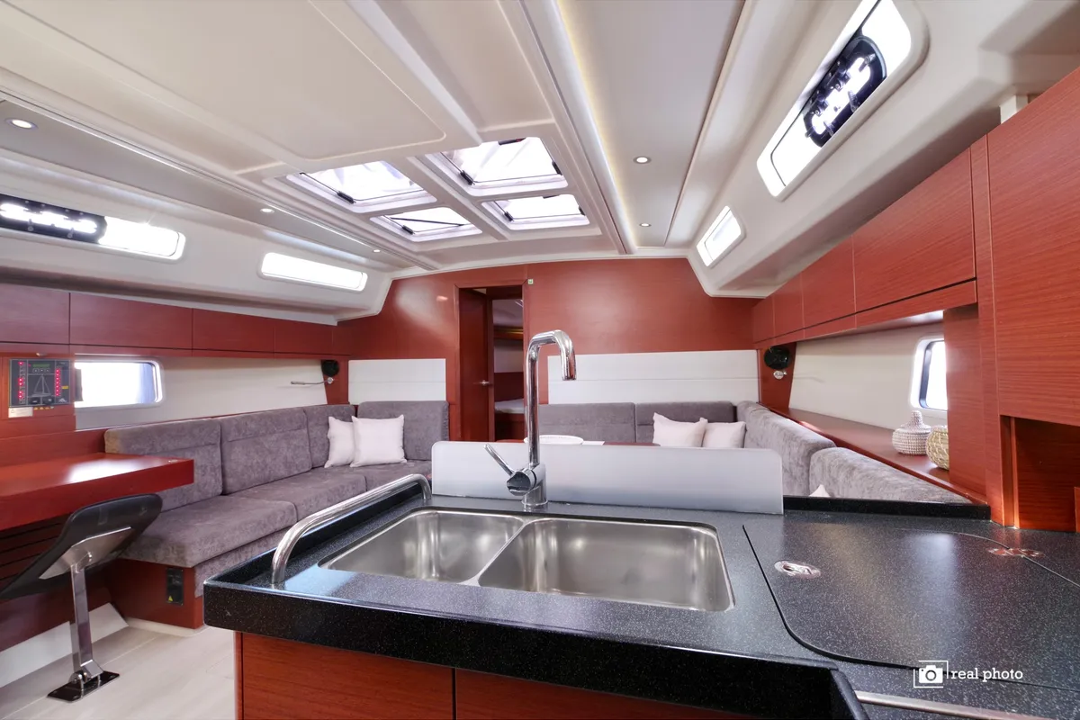 Galley of Bea, a Hanse Yachts Hanse 458 sailboat at Puntone di Scarlino, Italy