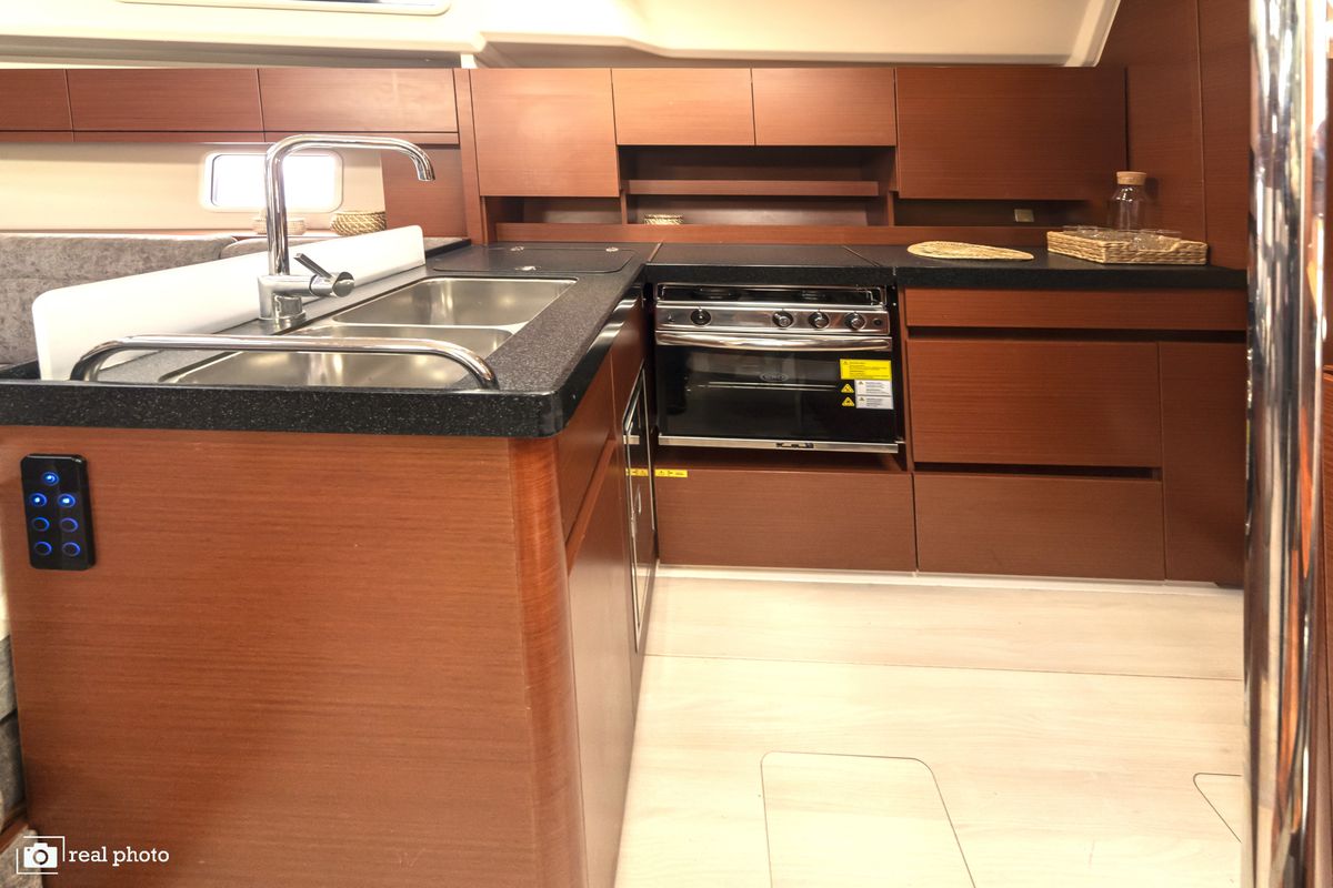 Galley of Bea, a Hanse Yachts Hanse 458 sailboat at Puntone di Scarlino, Italy