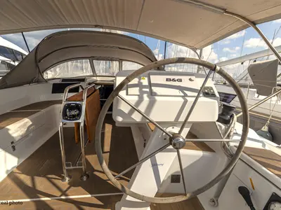 Cockpit of Bea, a Hanse Yachts Hanse 458 sailboat at Puntone di Scarlino, Italy