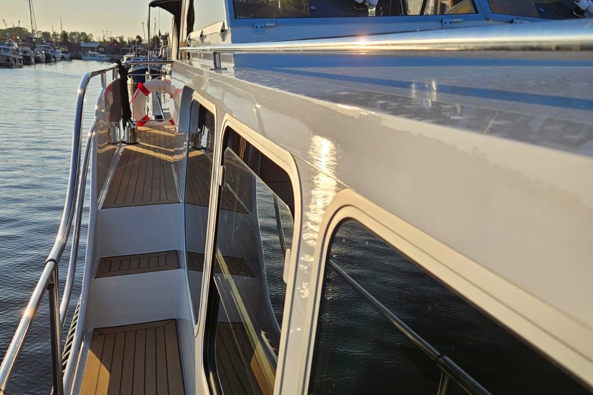 Deck of Fortuna, a Gruno 41 Excellent motorboat at Akkrum, Netherlands