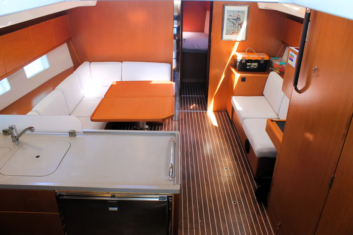 Galley of Amaryllis, a Bavaria C45 Style sailboat at Lavreotiki Municipal Unit, Greece