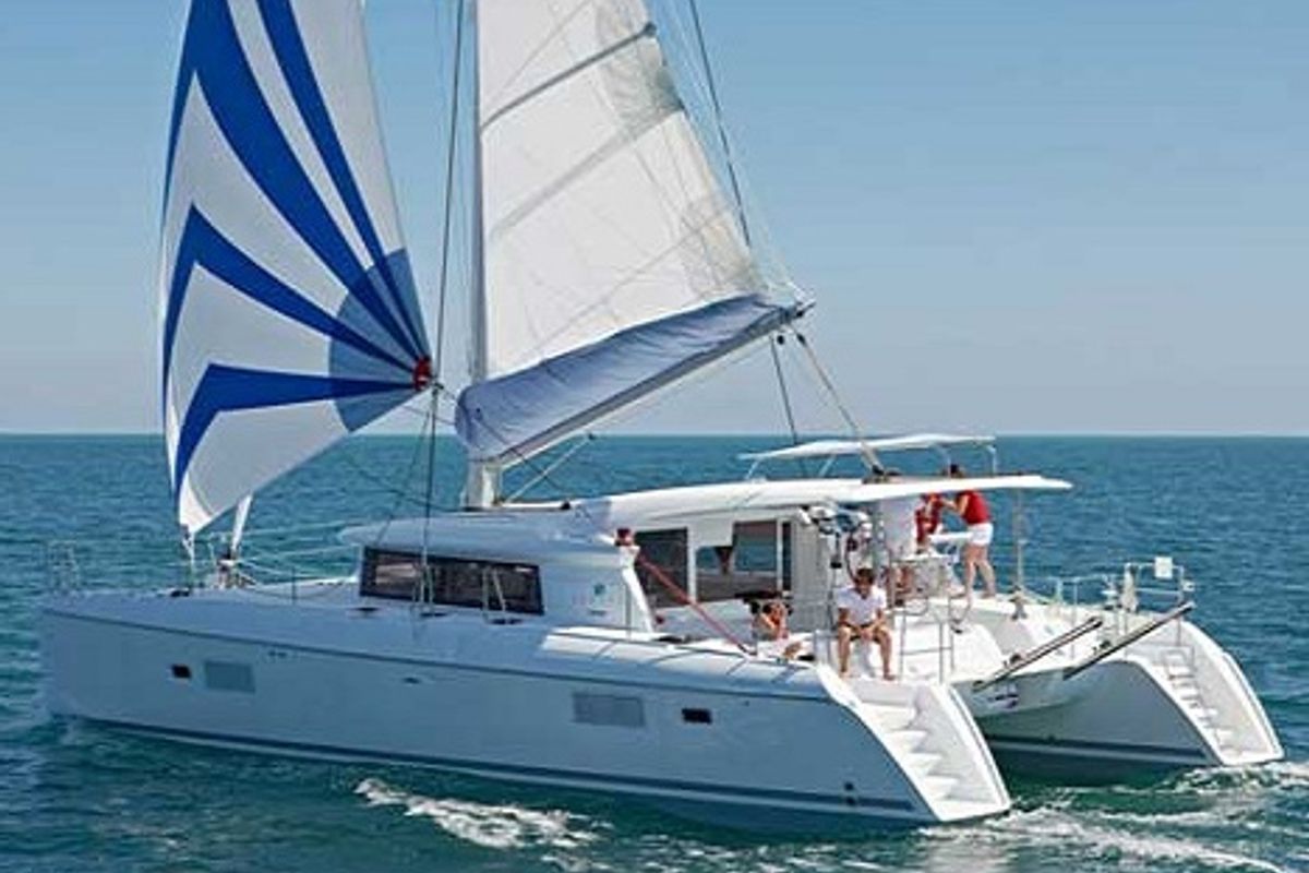 Exterior view of Gemini, a Lagoon 421 catamaran at Municipal Unit of Lefkada, Greece