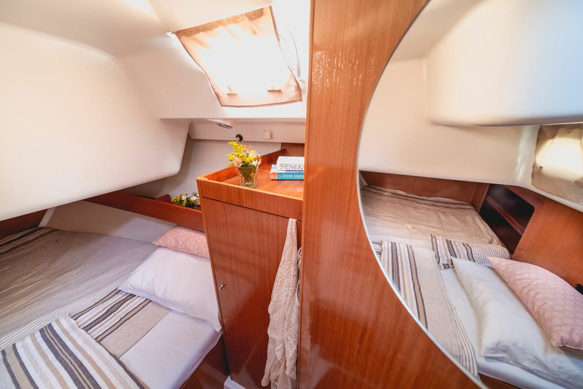 Zorba Cabin 1, a Beneteau Cyclades 50.5 sailboat at Aegina, Greece